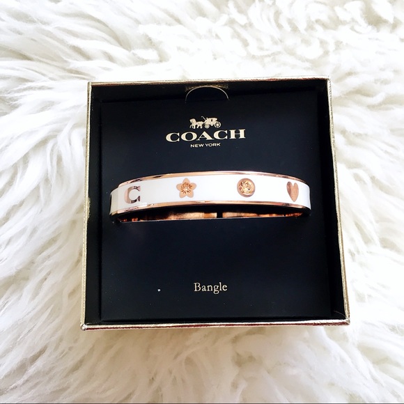 COACH Enamel Motif Bangle Rs/Chalk white - Picture 4 of 4